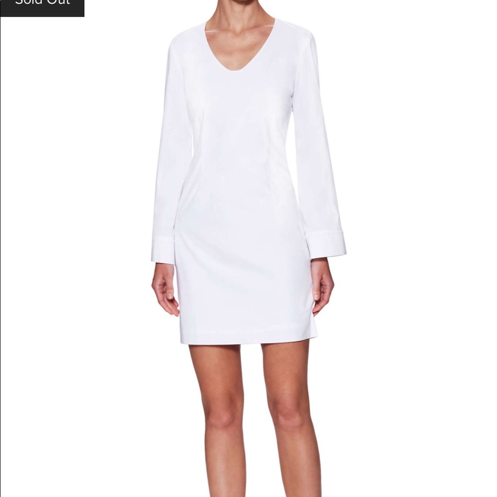 Pure Navy Poplin Shirting Bell Sleeve Dress